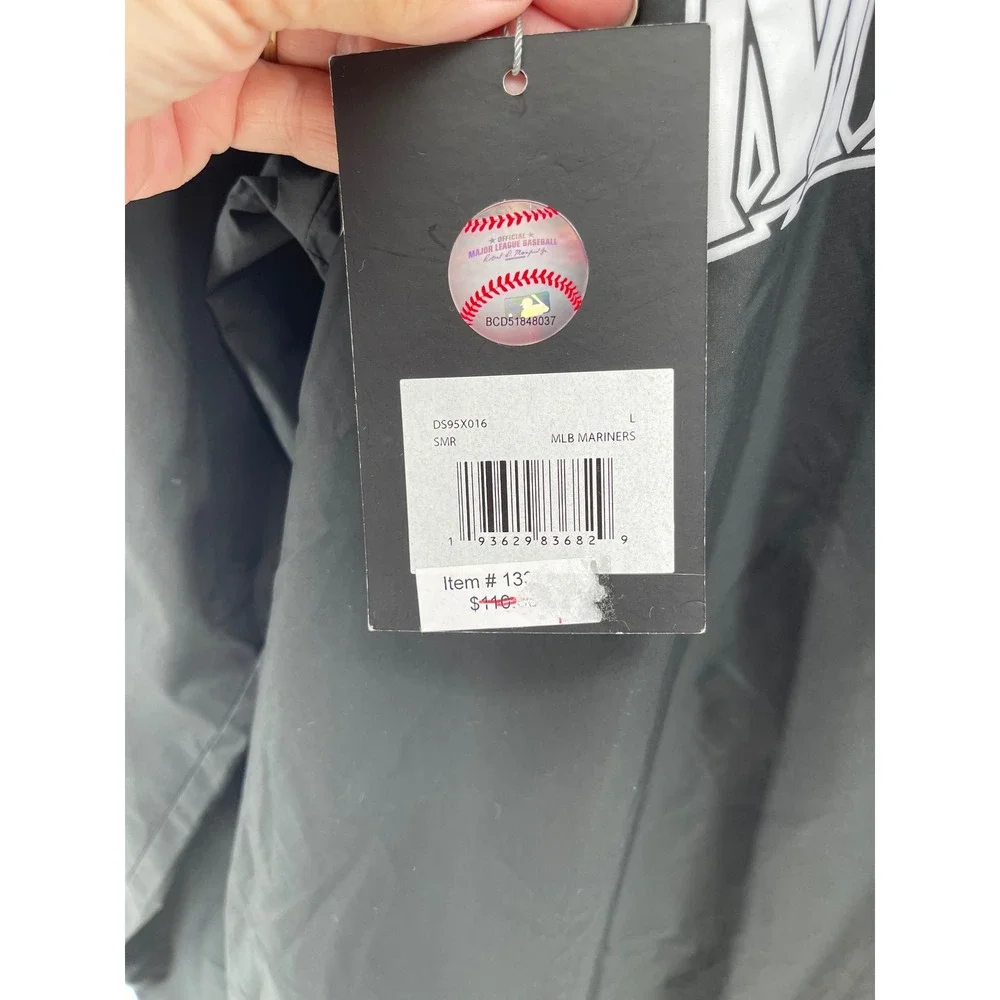 DKNY Sport MLB Seattle Mariners Windbreaker Jacket Full Zip Womens LG Black NEW - Picture 5 of 16